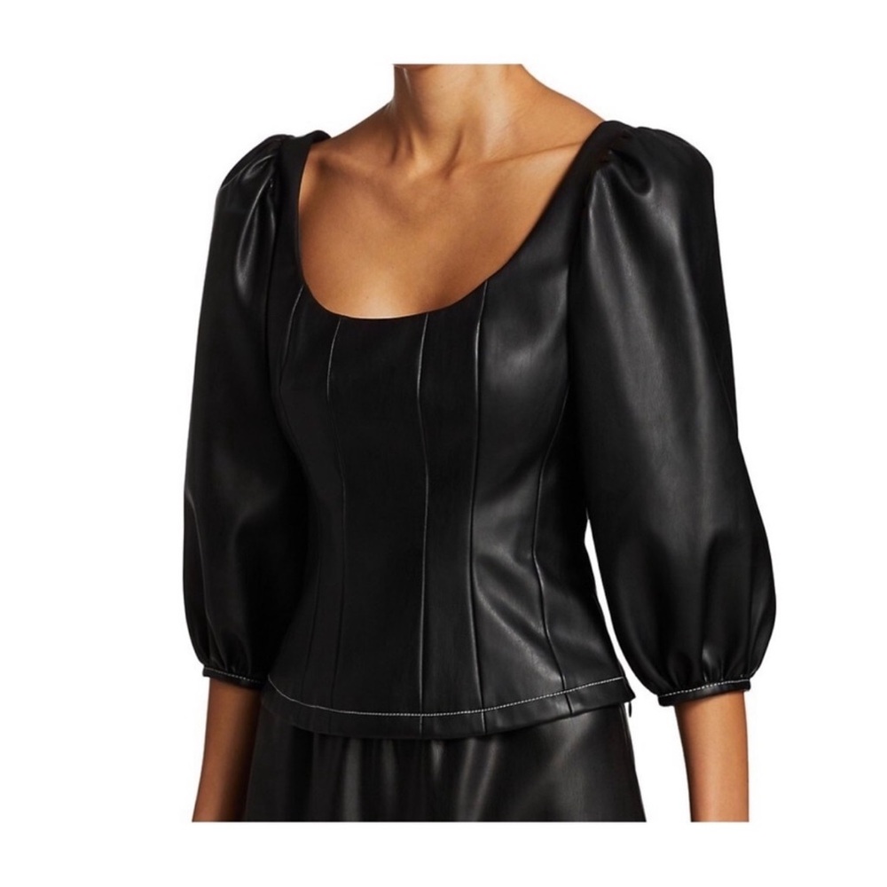 Staud swells faux leather top size 4